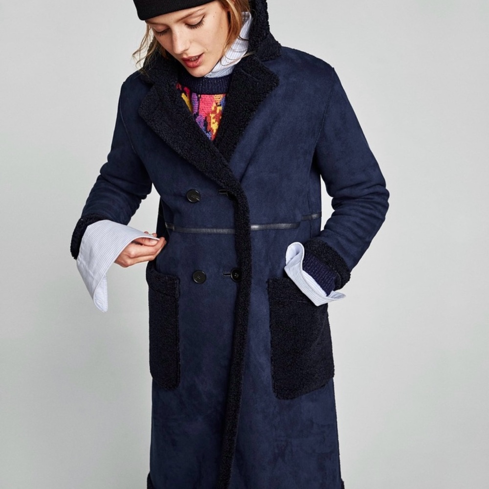 Blue Teddy Jacket with Classic Tailored Silhouette